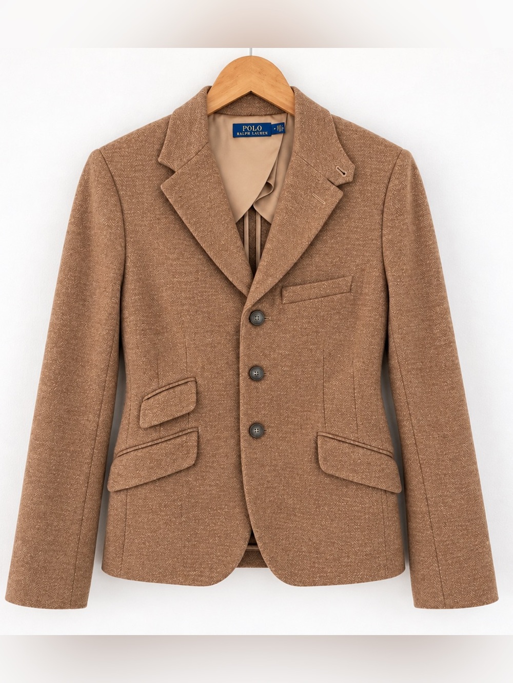 Polo Ralph Lauren Blazer Brown Herringbone Wool Blend Coat Jacket Equestrian 6